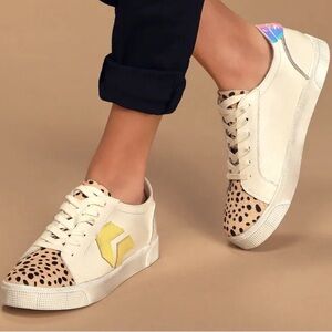 Dolce Vita Zaga Mixed Leopard Sneaker, Hidden Platform, Size 8
